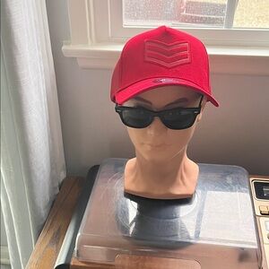 Red Embroidered Mesh Baseball Cap